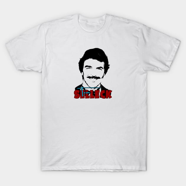 Tom Selleck Retro Black T-Shirt by Ubold